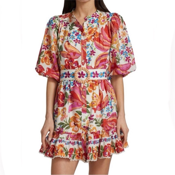 FARM Rio Dresses & Skirts - Farm Rio Spring Bananas Puff Sleeve Mini Dress Small